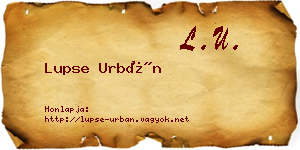 Lupse Urbán névjegykártya